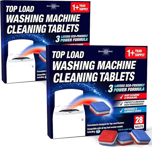 Washing Machine Cleaner Tablets 56 Pack for HE Top Load - Eco Friendly Washer Machine Cleaning Tablets - 3 Layers Septic Safe Wash Machine Full Deodorizer Descaler Protector - 2 Plus Year Supply