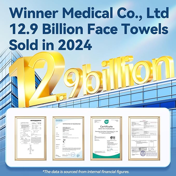 Winner Soft Face Towels, 100% USDA Biobased Facial Towels, 2 Packs per Case, 6 Bags per Pack (12 Bags Total)