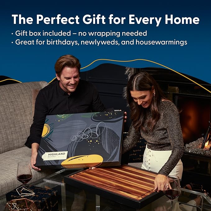 Sonder Los Angeles, XXL Thick Edge Grain Teak Wood Cutting Board for Kitchen with Juice Groove, 23x17x1.5 Charcuterie Wooden Board in Large (Gift Box Included)