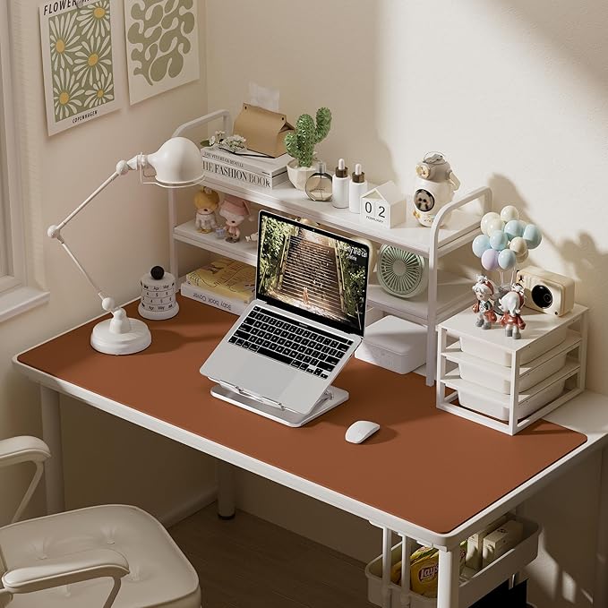 Aothia Leather Desk Pad Protector, Office Desk Mat, Large Mouse Pad, Laptop Desk Pad, Non-Slip PU Leather Desk Blotter, Waterproof Desk Writing Pad for Office and Home (Brown, 55" x 24")