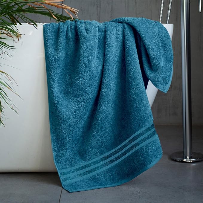 Cotton Bath Towel – Large 30x60 Inches, Soft, Thick & Absorbent Towel for Bathroom, Spa, or Home Use (Blue, 4 Pack – 30"x60")