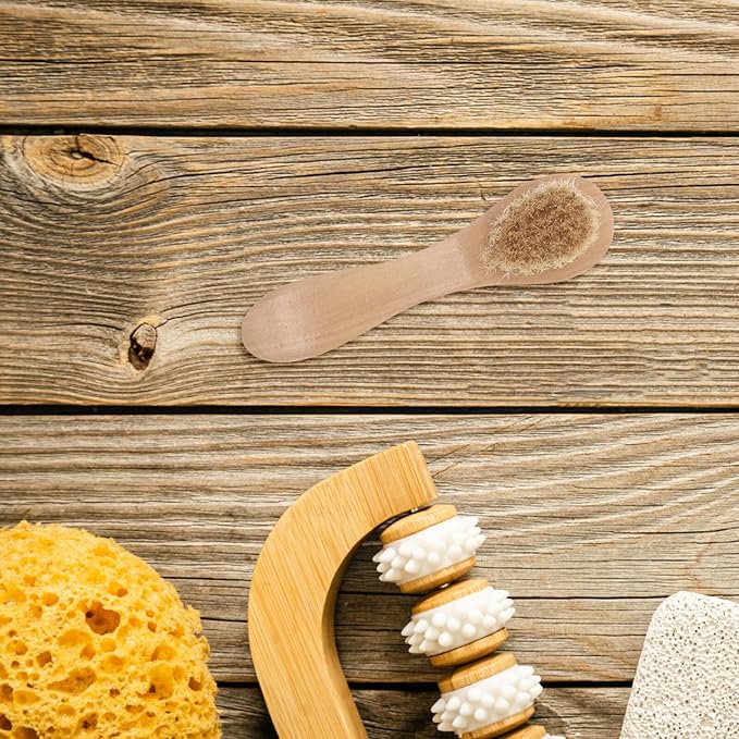 STOBAZA Multi-Function Wooden Shower Body Brush with Exfoliating Bristles for Deep Skin Cleansing Long Handle for Reach Areas Portable Dry Skin Brush for Face and Body Massage and