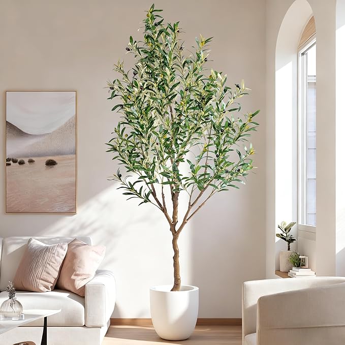 6ft Artificial Olive Tree Faux Olive Plant for Home Decor, Large Fake Olive Tree Modern Farmhouse Style, Floor Plant for Indoor Artificial Trees for Home Decor Indoor, Arbol de Olivo Artificial