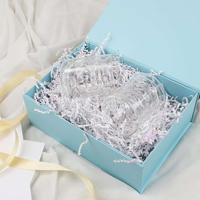 Light Blue Gift Box,10x7.3x3.5 Gift Boxes With Lids For Presents Includes Ribbon And Diy Printable Sticker Paper,Bridesmaid Proposal Box,Magnetic Gift Box For Birthday,Wedding,Graduation