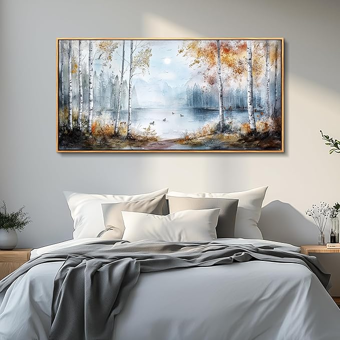 QIYILEXWART Canvas Wall Art For Living Room Large Wall Decor For Office Bedroom Decorations Birch Forest Landscape Pictures Farmhouse Painting Artwork Room Wall Mural Aesthetic Home Decor 30x60 In