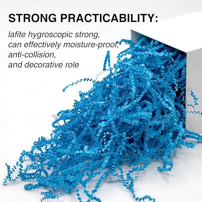 2LB Crinkle Cut Paper Shred Filler for Bag Gift Box Basket Confetti Paper Shreded Stuffing Decoration for Valentine's Day Holiday Party (Lake Blue)