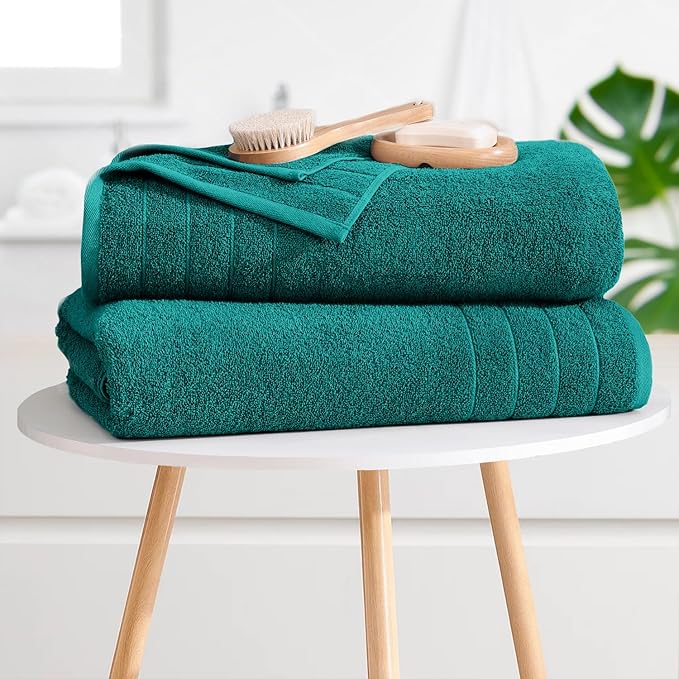 DAN RIVER Bath Towels Set of 4, 30 x 60 Inches, 100% Cotton, Larger & Lighter Weight, Quicker to Dry, Super Soft and Absorbent, Ideal Hotel Towels for Daily Use, Teal