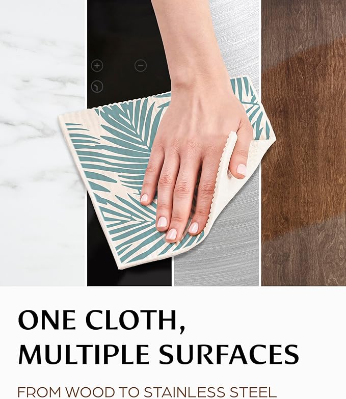 Swedish Dish Cloths for Kitchen - Reusable Dishcloths for Washing Dishes - Each Cellulose Dish Cloth Replaces 15 Rolls of Paper Towels and is More Absorbent Than a Sponge - Dishcloth Set of Six