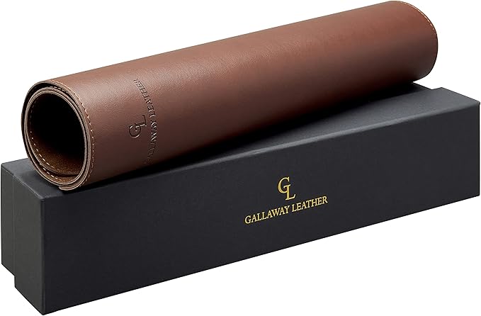 Gallaway Leather Desk Mat - Office Writing Pad, Medium 24" x 14" Dark Brown, Gift Ready Elegant Computer Desk Cover Protector