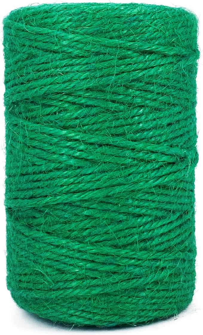 Leecogo Green 2.5mm Jute Twine 328 Feet Heavy Duty Garden Twine String for Gardening Plant Crafts and Decorative Projects