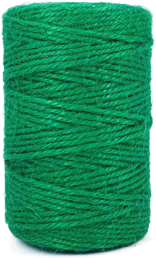 Leecogo Green 2.5mm Jute Twine 328 Feet Heavy Duty Garden Twine String for Gardening Plant Crafts and Decorative Projects