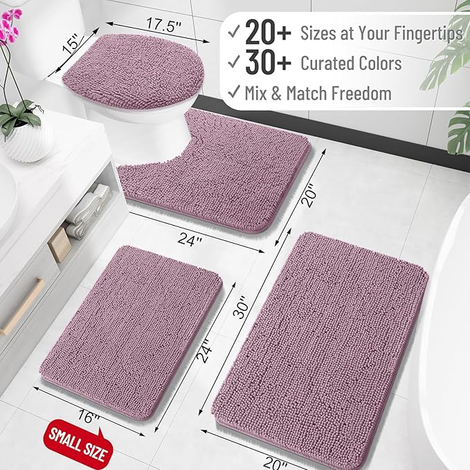OLANLY Bathroom Rugs 30x20, Extra Soft Absorbent Chenille Bath Rugs, Rubber Backing Quick Dry, Machine Washable Bath Mats for Bathroom Floor, Tub and Shower, Home Decor Accessories, Deep Plum