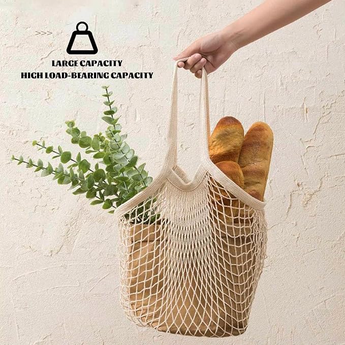 Zyzhogar 3 Pack Cotton Mesh Grocery Bags,Reusable Grocery Net Bags Washable Fruit and Vegetable Storage Bag Long Handle Net Tote Shopping Bags for Farmers Market, Grocery,Shoping or Trip,Hot Pink