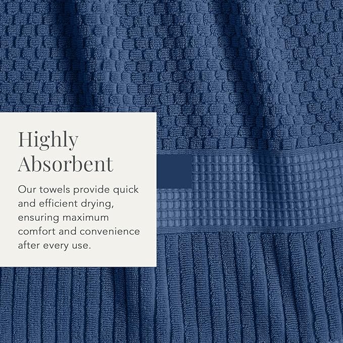 NY Loft 100% Cotton 2 Pack Bath Sheet Towel Set | Super Soft & Absorbent Quick-Dry Oversize Bath Towels |Textured and Durable Cotton | Navy Blue