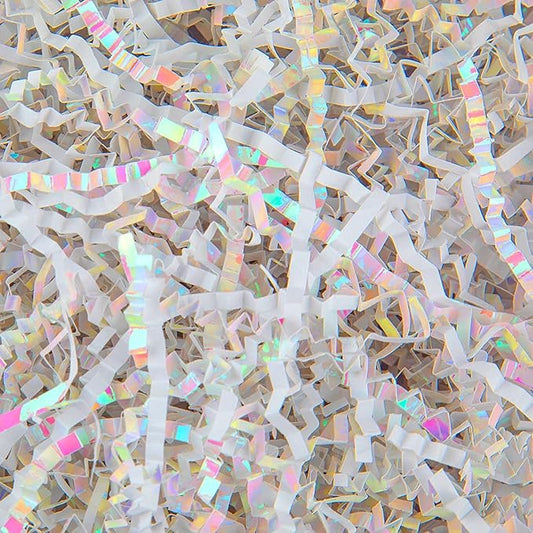 Caleihd Crinkle Cut Paper Grass Cushion Paper Streamer for Christmas Wedding Birthday Bridesmaid Engagement Craft Gift Boxes Bags Filler Decoration 4.5oz Diamond White