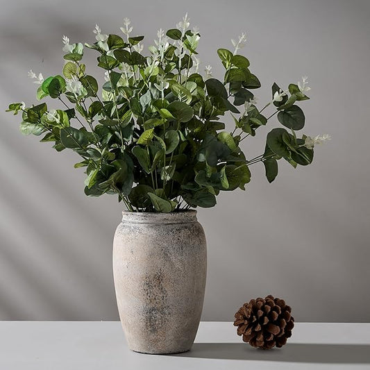 8.2 Inch Ceramic Vase, Terracotta Rustic Vase Farmhouse Decorative Vase Boho Decor, Ceramic Vases for Home Decor, Living Room, Entryway, Floor, Holiday Wedding Christmas New Year Gifts - Gray