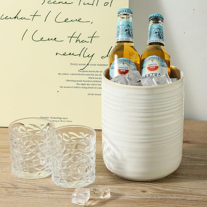 HASENSE Large Utensil Holder, 7.4" x 6.2" Ceramic Utensil Holder for Kitchen Counter, Utensil Oganizer for Utensil Set, Farmhouse Cooking Utensil Crock for Kitchen Decor, Clay-Infused White