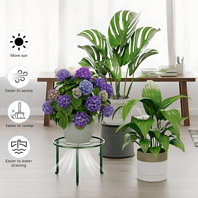 5 Pack Metal Pot Rack Stand,Patented Plant Stand for Flower Pot Heavy Duty Potted Holder Indoor Outdoor, Rustproof Iron Garden Container Round Supports