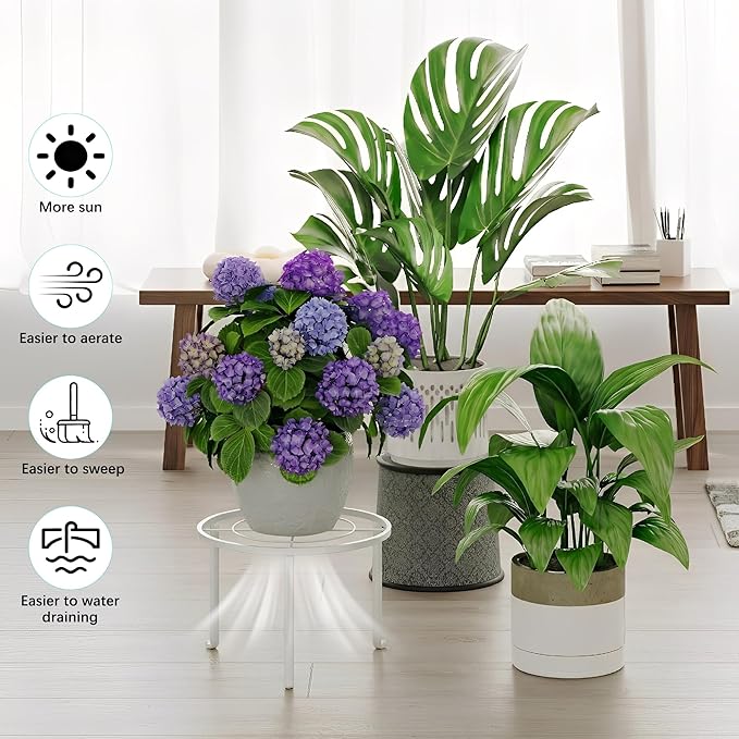 5 Pack Metal Plant Stand Indoor Outdoor Anti-Rust Iron Flower Pot Stand Holder, Round Black Display Rack Flower Stand Plant Holders for Living Room,Balcony,Garden