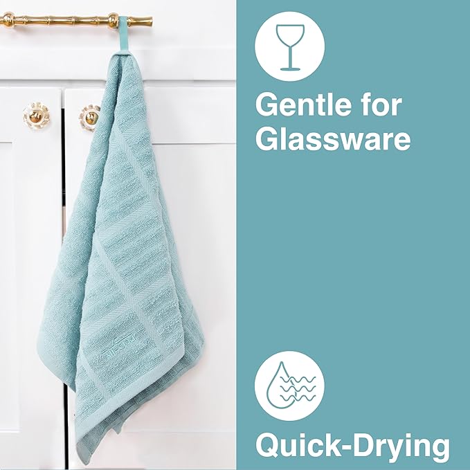 All-Clad Solid Kitchen Towels: Highly Absorbent, Super Soft Long Lasting - 100% Cotton, 17"x30" Tea Towels for Cleaning & Drying Dishes, Pans, Glassware, or Countertops, (2-Pack), Rainfall