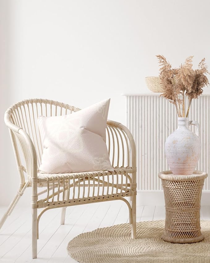 UPWOIGH Ceramic Flower Vase, 9.8 inch Tall Off-White Farmhouse Rustic Vase, Handcrafted Weathered Handle Pottery Vases, Large Flower Terracotta Vases for Home Decor, Living Room, Table, Shelf