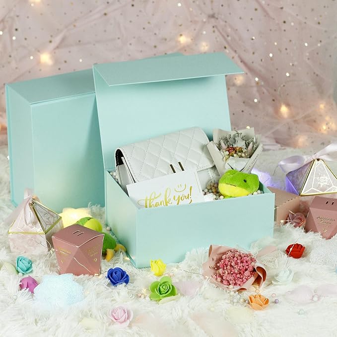 MOYEUPAC Tiffanys Blue Gift Box,9" X 7" X 4" with Lids for Presents Magnetic Closure Gift Packaging for Christmas, Halloween, Birthday and Various Holidays, Tiffanys Blue