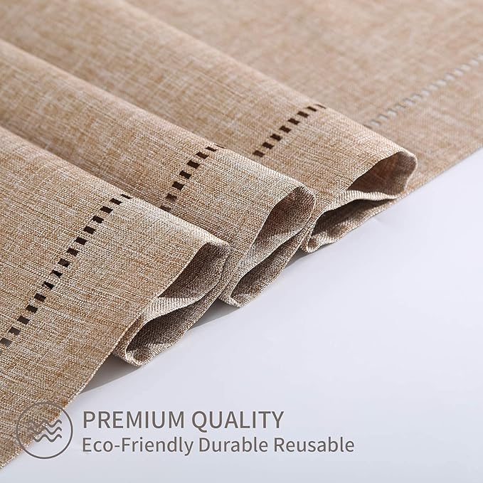 Tosewever Decorative Linen Table Runner Farmhouse Style Tabletop Collection 14 x 72 Inches Table Runners for Everyday Dining Wedding Party Holiday Home Decor (14" x 72", Light Coffee/Straight)