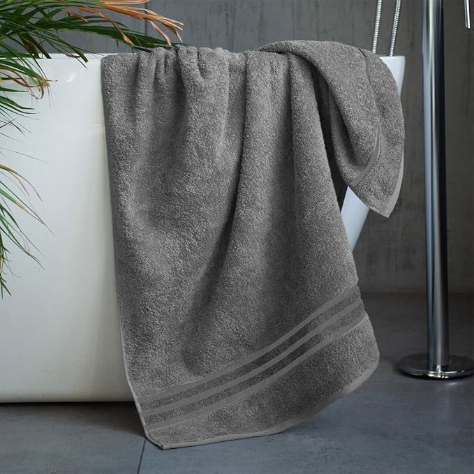Cotton Bath Towel – Large 30x60 Inches, Soft, Thick & Absorbent Towel for Bathroom, Spa, or Home Use (Gray, 4 Pack – 30"x60")