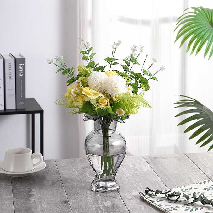 Large Glass Vase, Black Vase for Flowers, Flower Vases for Bouquet, Glass Flower Vases for Living Room, Dining Table, Shelf, Wedding, Office, Coffee Table, 9.5 Inches