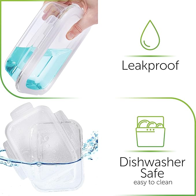 PrepNaturals 8 Pack 36 Oz Glass Meal Prep Containers - Dishwasher Microwave Freezer Oven Safe - Glass Storage Containers with Lids (Multi-Compartment)