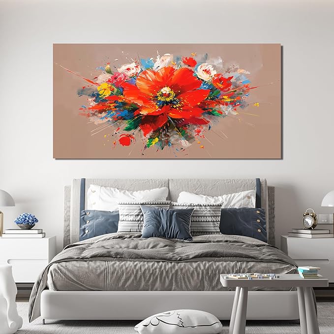 Canvas Oversized Wall Art Decor Modern Large Wall Art for Living Room Canvas Art Wall Decor Colorful Botanical Wall Art Prints Flowers Artwork for Walls Bederoom Office Home Decor Aesthetic 29" X 58"