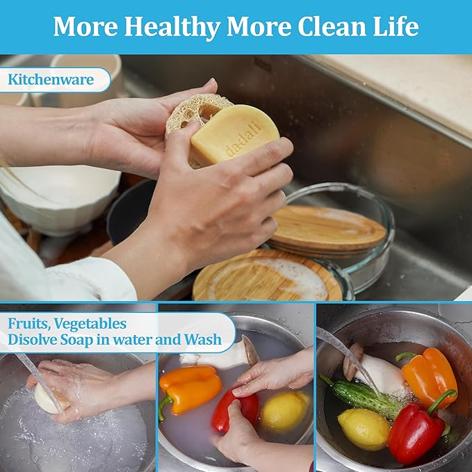 dadali Solid Dish Soap Bar 25oz | Zero Waste, Plastic-Free, Biodegradable Natural Dish Soap Block | Gentle for Sensitive Hands | Vegan Eco-Friendly Cleaner for Dishes, Fruits & Vegetables