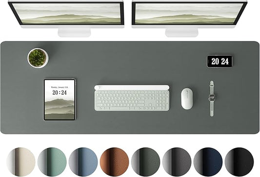 Aothia Leather Desk Pad Protector - Large Mouse Pad, Office Mat, Non-Slip PU Leather Blotter, Laptop Desk Pad, Waterproof Writing Pad for Office and Home (Jungle Green, 38" x 13.7")