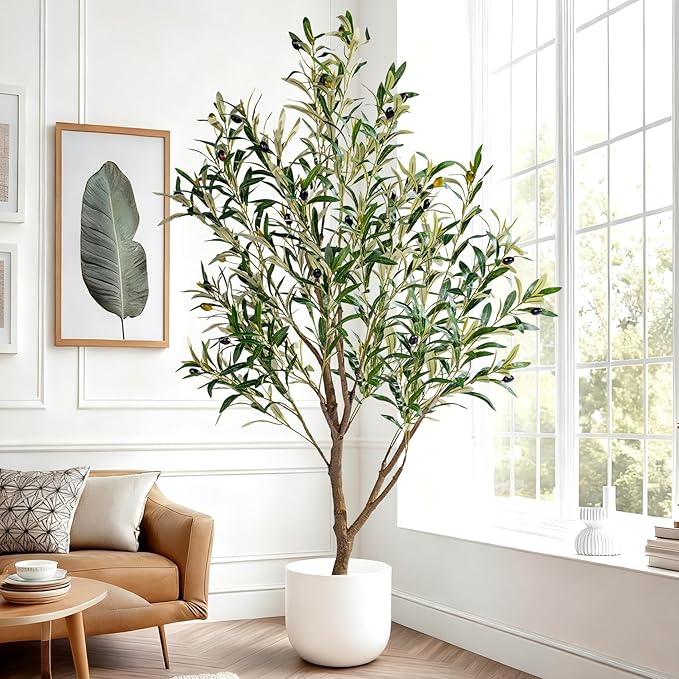 5ft Artificial Olive Tree Faux Olive Plant for Home Decor, Large Fake Olive Tree Modern Farmhouse Style, Floor Plant for Indoor Artificial Trees for Home Decor Indoor, Arbol de Olivo Artificial