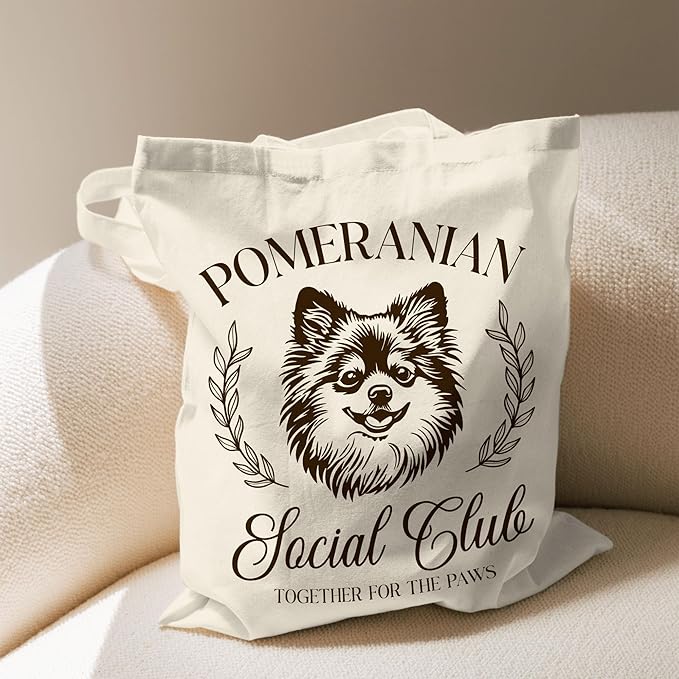 Dog Social Club Canvas Tote Bag, Travel & Daily Use, 16x14 Inch