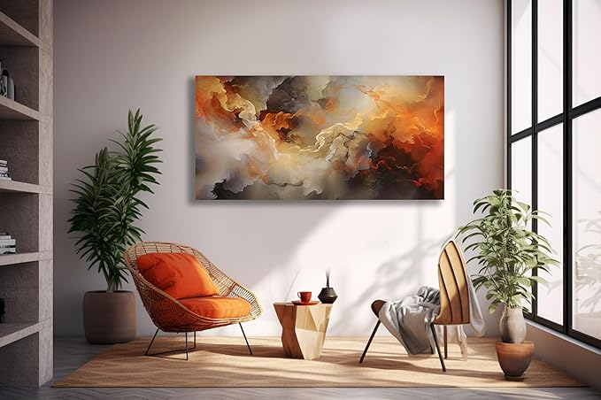 VHMING Abstract Wall Art Home Decor Orange Artwork Wall Art Prints Canvas Painting Wall Decor for Living Room Bedroom Office Decoration 29"x58"