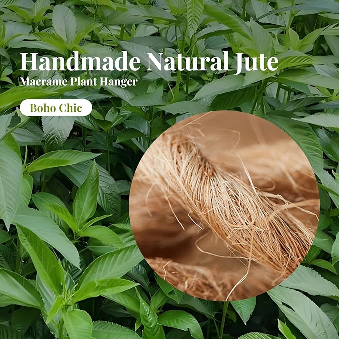 Jute Macrame Plant Hanger Indoor Set of 4 Hanging Planter Basket Flower Pot Holder with Decorative Wood Beads & No Tassels for Indoor Outdoor Boho Home Decor, 35 Inch Brown (Pots Not Included)