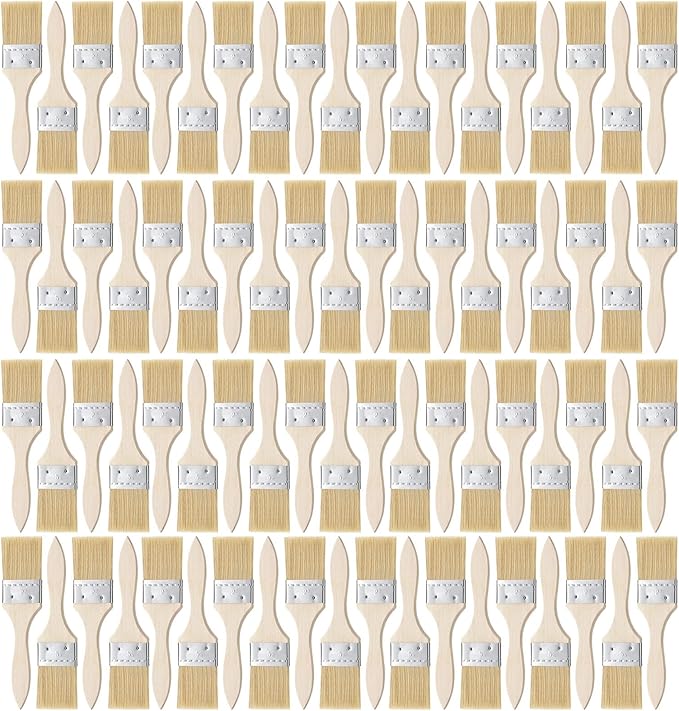 Nuogo 120 Pieces Chip Brushes 2 Inch Bulk Bristle Paint Wooden Stain Brushes for Paint, Glues, Varnish, Art and Crafts Supplies