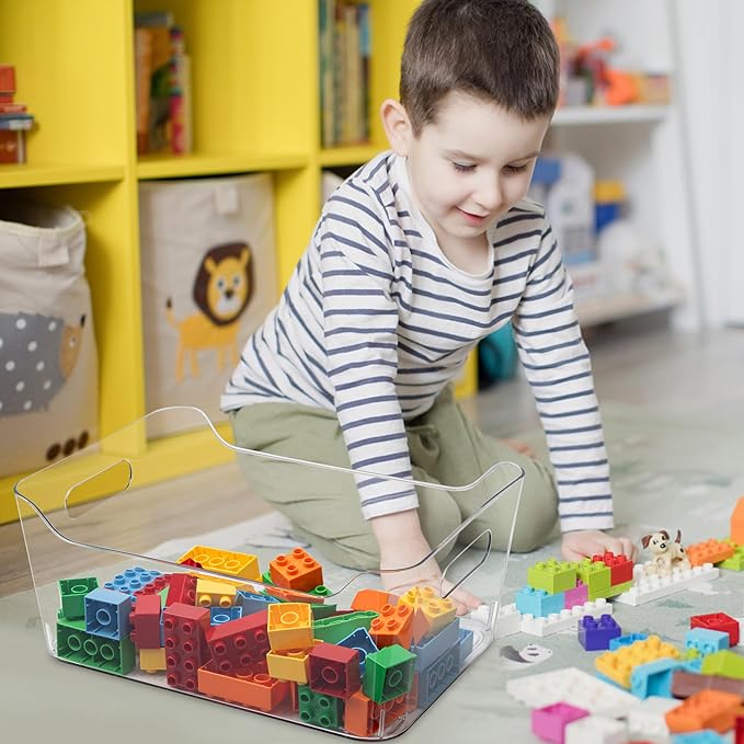 Tiawudi 4 Pack Plastic Storage Bins, Extra Large Pantry Organizer, 13.5" x 10" Clear Storage Containers and Organizer Bins, Multi-Use Bins for Home, Kitchen, Closet and Cabinet