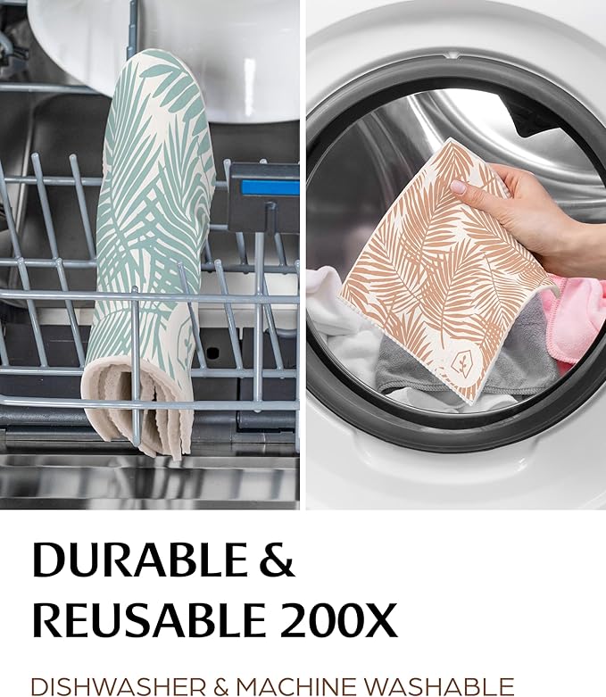 Swedish Dish Cloths for Kitchen - Reusable Dishcloths for Washing Dishes - Each Cellulose Dish Cloth Replaces 15 Rolls of Paper Towels and is More Absorbent Than a Sponge - Dishcloth Set of Six