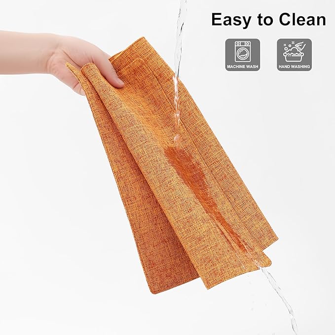 Homaxy Cloths Placemats for Dining Table Set of 8, Heat Resistant Washable Cotton Linen Blend Table Mats, Ideal for Kitchen Party Dining Decoration, 13" x 19", Orange
