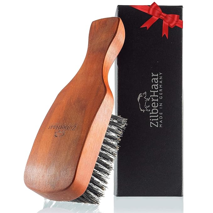 ZilberHaar Major Hair & Beard Brush for Men - Boar Bristles and Pearwood - All Beard and Hair Types - Made in Europe - Stiff Bristles