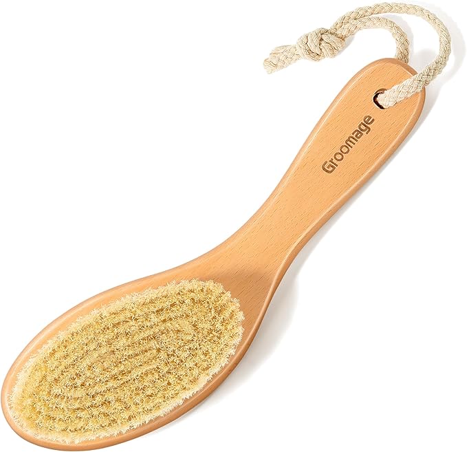 Dry Brush for Body, Natural Bristle Dry Exfoliating Body Brush for Skin Care, Cellulite, Lymphatic Drainage