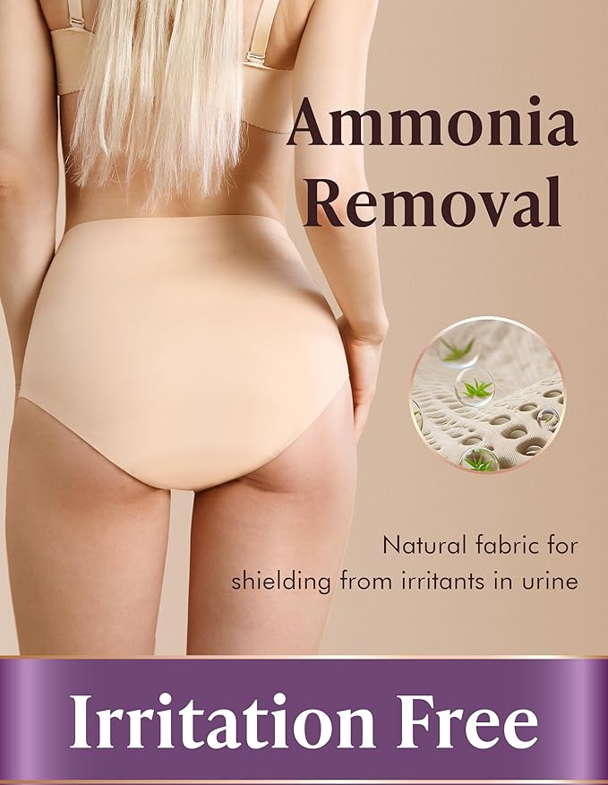 AIRCUTE Washable Urinary Incontinence Underwear for Women Absorbent Seamless High Waist Leak Protective Panty 3 Pack