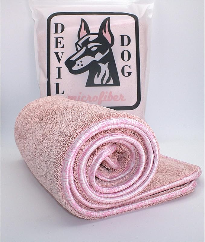 Premium Drying Towel – Large 24x35" Super Absorbent Microfiber Dog Bath Towel – Quick Dry, Soft & Durable Dog Towel for Drying Dogs – 1200 GSM Pink for Beach, Camping & Travel