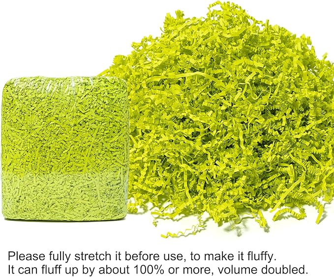 Mefleet 2 LB Crinkle Cut Paper Shred Filler Light Green Crinkle Shredded Paper for Gift Box - Gift Basket Bag Filler - Grass Cushion Stuffing for Christmas Holiday Packaging Wrapping