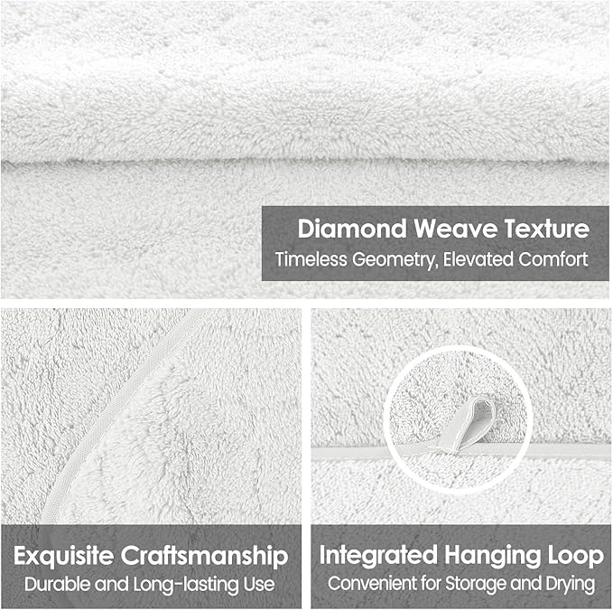 JML Microfiber Bath Towels, Oversized, Ultra Soft, Super Absorbent and Fast Drying, No Fading Large Bathroom Towel Set for Sport, Travel, Fitness, SPA and Yoga (Coral Fleece - White, 30 in x 60 in)