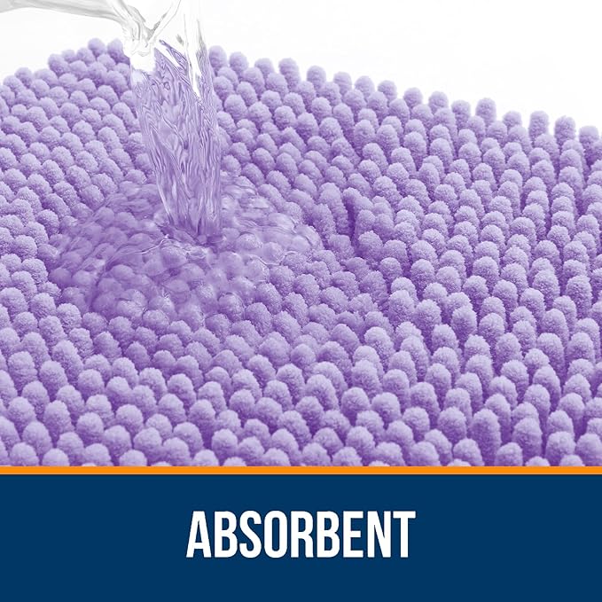 OLANLY Bathroom Rugs 59x35, Extra Soft Absorbent Chenille Bath Rugs, Rubber Backing Quick Dry, Machine Washable Bath Mats for Bathroom Floor, Tub and Shower, Home Decor Accessories, Lavender