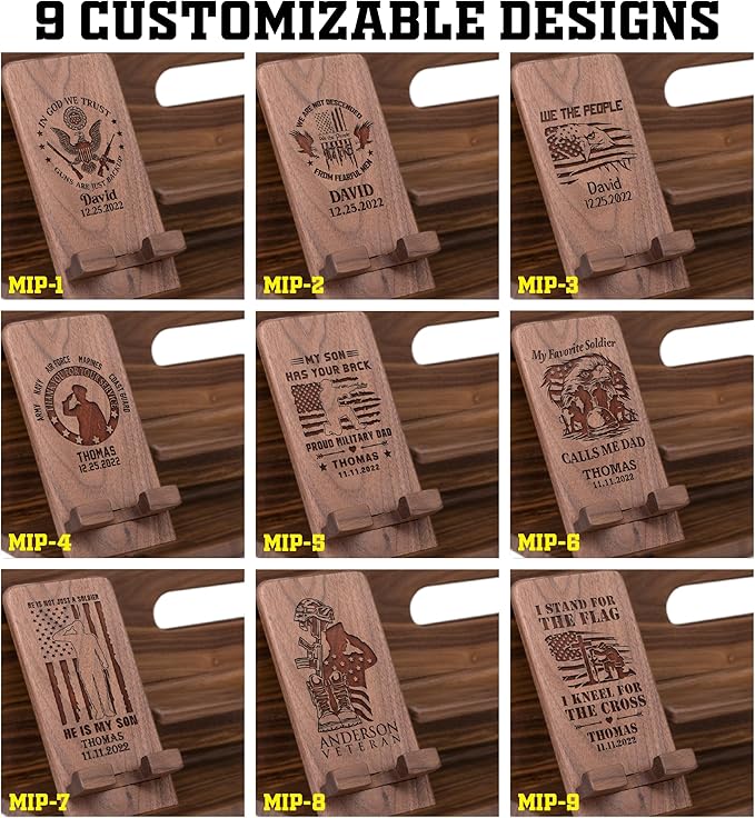 Phone Docking Station for Patriotic - Handmade Unique Nightstand Organizer Present for Soldiers in Navy, Air Force, Army - Personalized Gifts on Veteran's Day, Military Appreciation