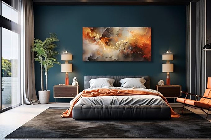 VHMING Abstract Wall Art Home Decor Orange Artwork Wall Art Prints Canvas Painting Wall Decor for Living Room Bedroom Office Decoration 29"x58"